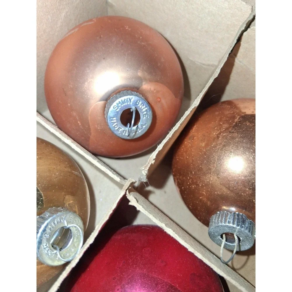 Vintage Shiny Brite Glass Christmas Ornaments Mixed Lot 12 Original Box Bottom